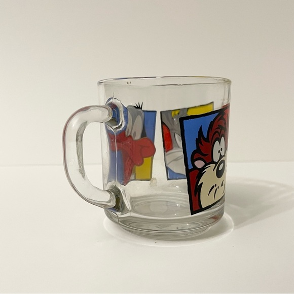 1994 Looney Tunes Bugs Bunny Daffy Duck Tazmanian Devil Clear Glass Cup Mug - Picture 4 of 16